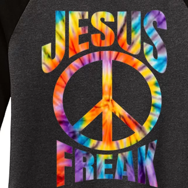 Jesus Freak Christian Retro Lettering Women's Tri-Blend 3/4-Sleeve Raglan Shirt