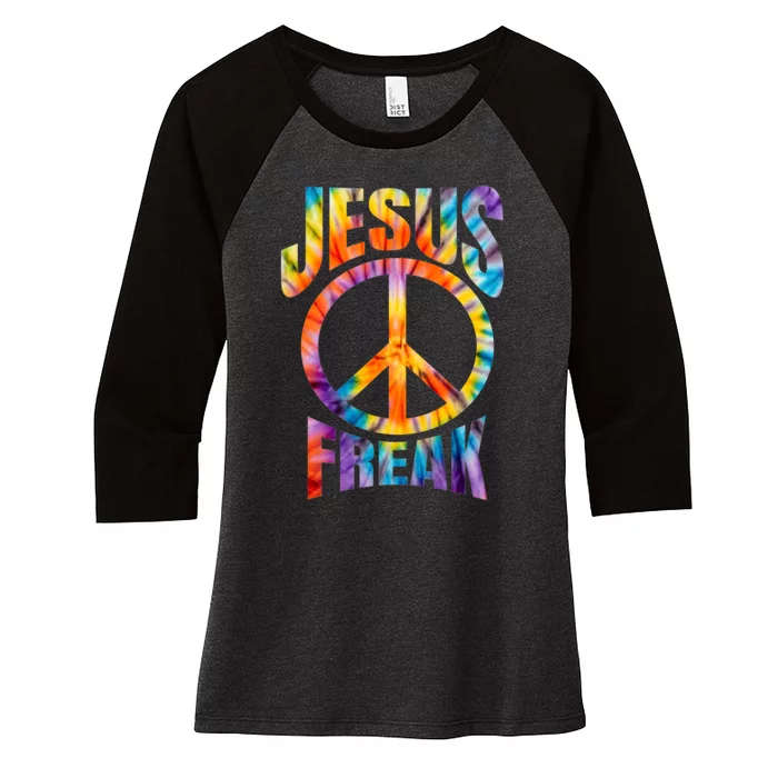 Jesus Freak Christian Retro Lettering Women's Tri-Blend 3/4-Sleeve Raglan Shirt