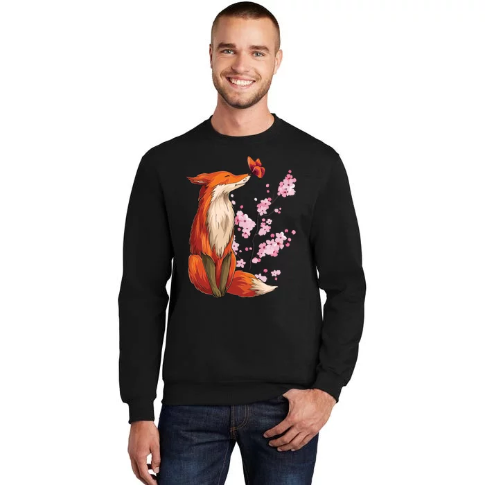 Japanese Fox Cherry Blossom Flower Sakura Trees Kawaii Sweatshirt