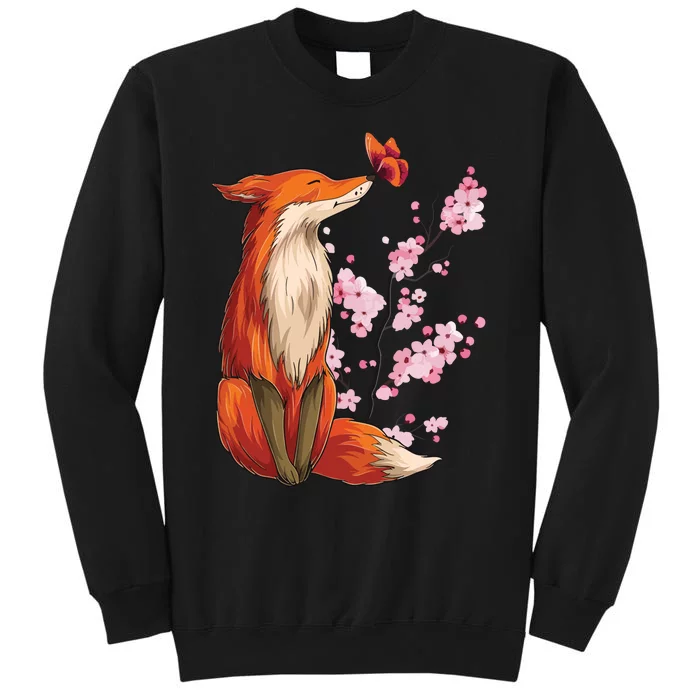 Japanese Fox Cherry Blossom Flower Sakura Trees Kawaii Sweatshirt