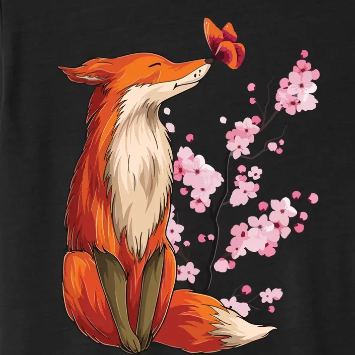 Japanese Fox Cherry Blossom Flower Sakura Trees Kawaii ChromaSoft Performance T-Shirt