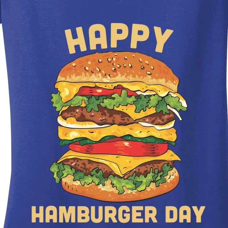 Junk Food Cheeseburger Hamburger Day Burger Fries Gift Women's V-Neck T-Shirt