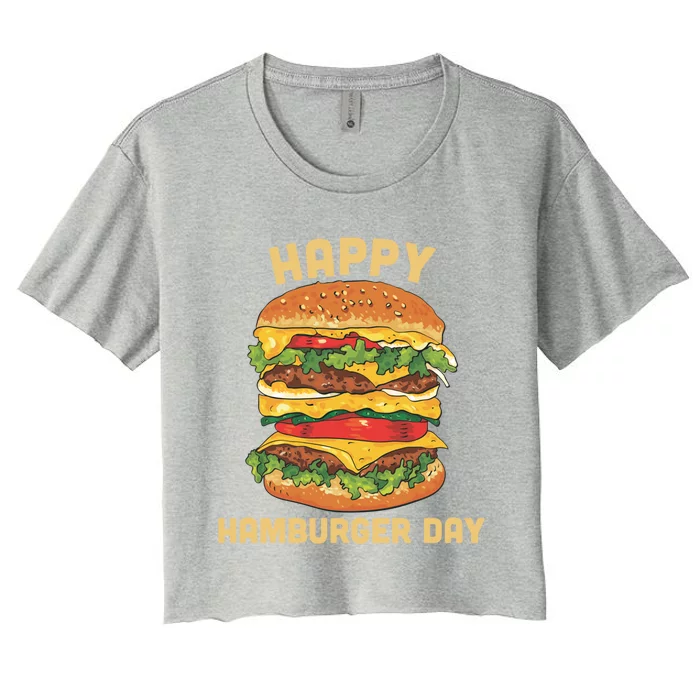 Junk Food Cheeseburger Hamburger Day Burger Fries Gift Women's Crop Top Tee