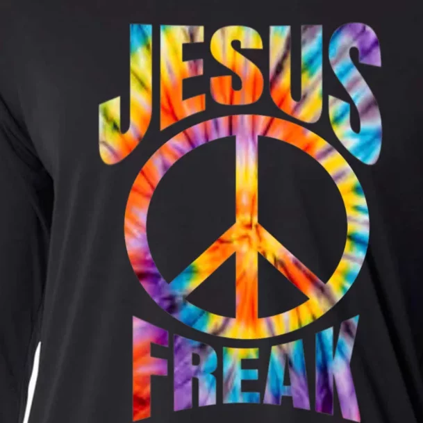 Jesus Freak Christian Retro Tie Dye Lettering Cooling Performance Long Sleeve Crew