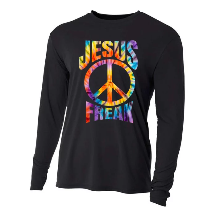 Jesus Freak Christian Retro Tie Dye Lettering Cooling Performance Long Sleeve Crew