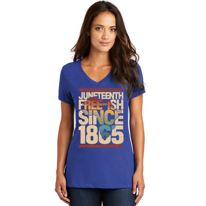 Juneteenth Freedom Day African American June 19th 1965 Funny Gift Women's V-Neck T-Shirt