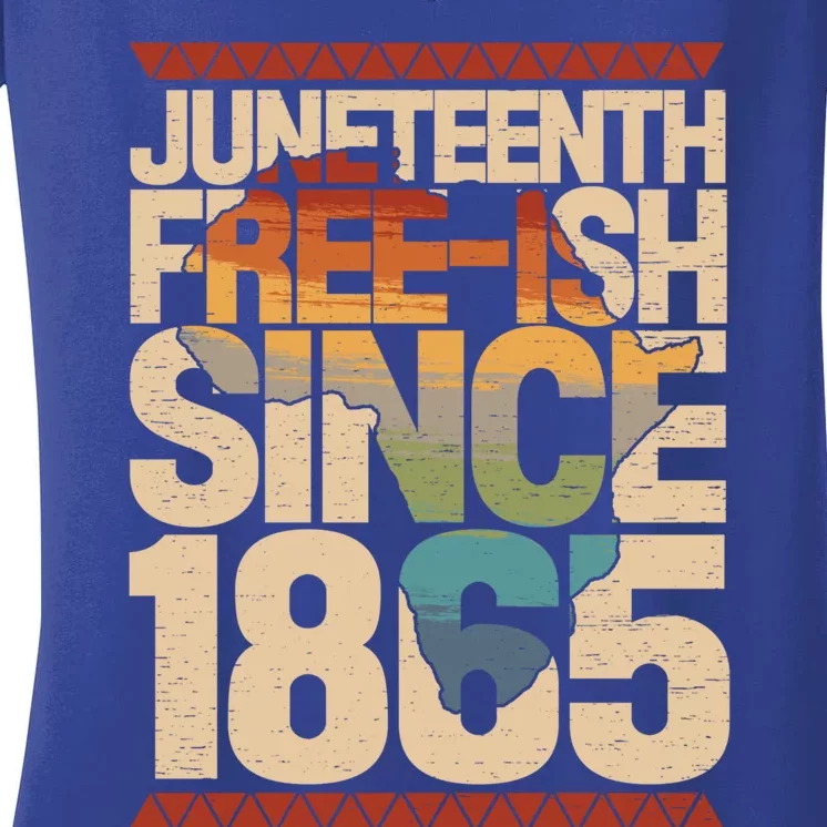 Juneteenth Freedom Day African American June 19th 1965 Funny Gift Women's V-Neck T-Shirt