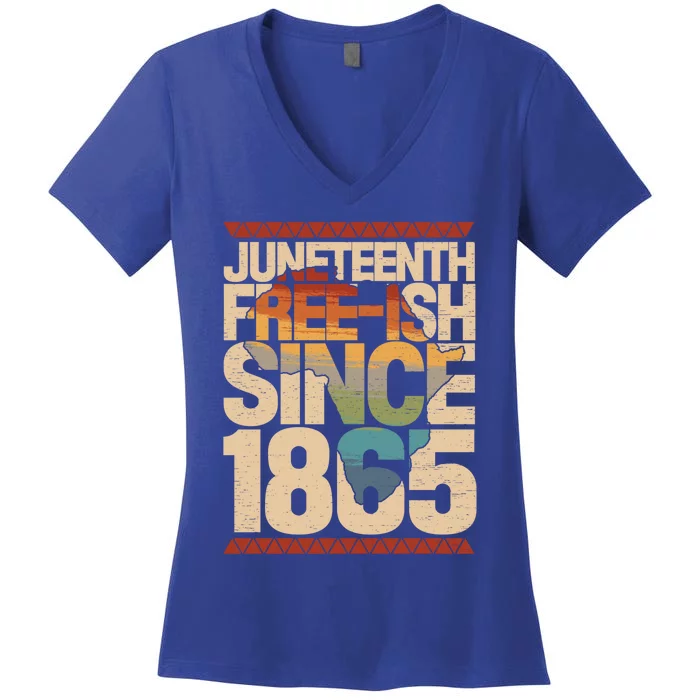 Juneteenth Freedom Day African American June 19th 1965 Funny Gift Women's V-Neck T-Shirt