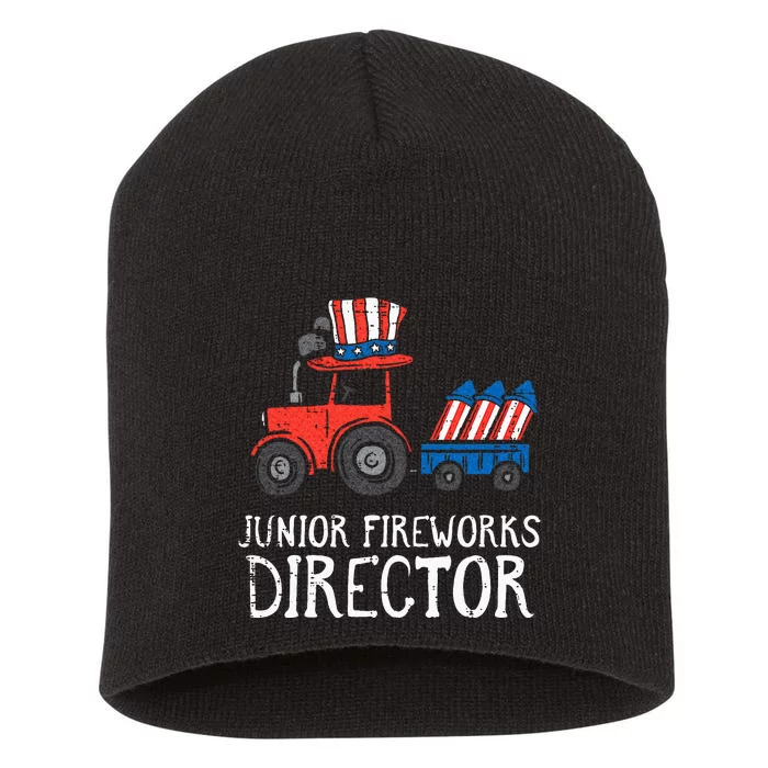 Junior Fireworks Director Tractor 4th Of July Kids Short Acrylic Beanie