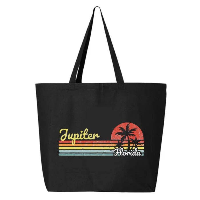 Jupiter Fl Florida Vintage Retro Stripes Lines Tourist 25L Jumbo Tote