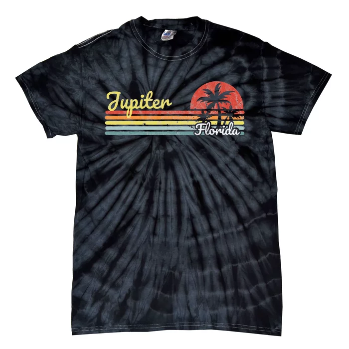 Jupiter Fl Florida Vintage Retro Stripes Lines Tourist Tie-Dye T-Shirt