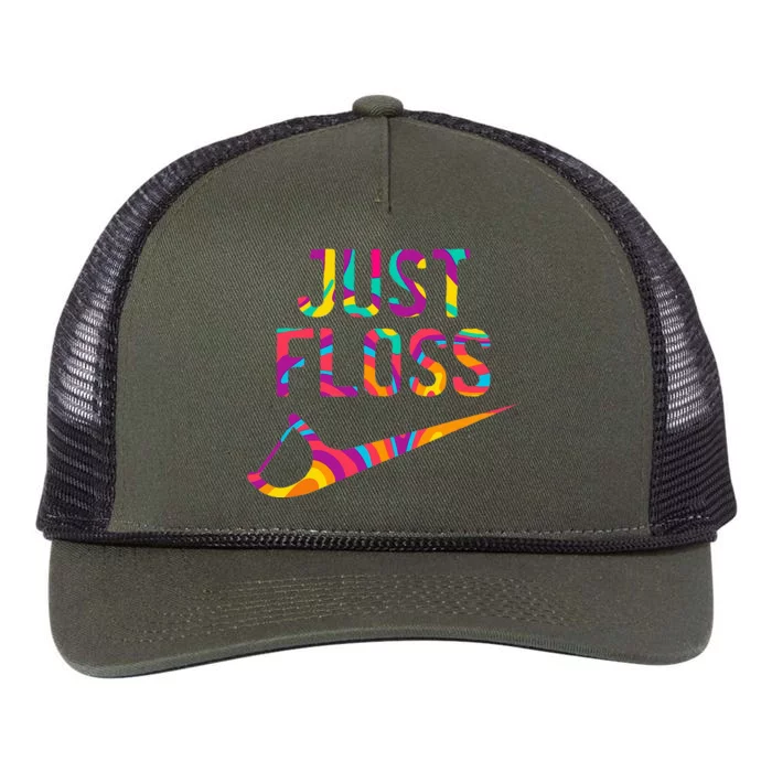 Just Floss Funny Dental Oral Hygienist Rdh Dentist Assistant Retro Rope Trucker Hat Cap