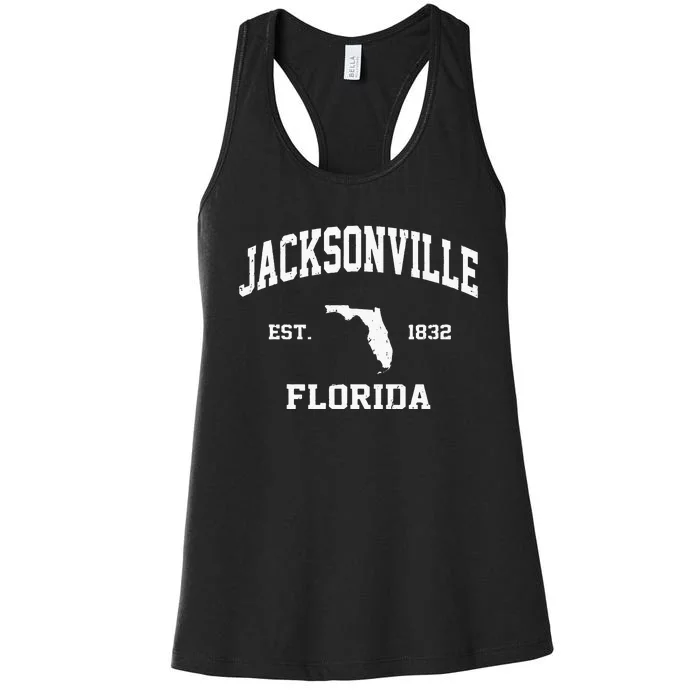 Jacksonville Florida FL Vintage State Athletic Style Women's Racerback Tank