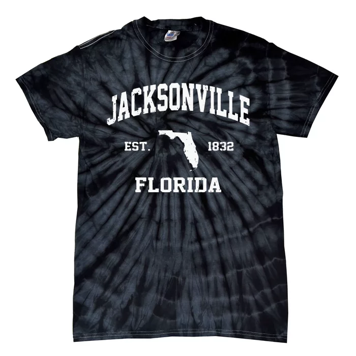 Jacksonville Florida FL Vintage State Athletic Style Tie-Dye T-Shirt