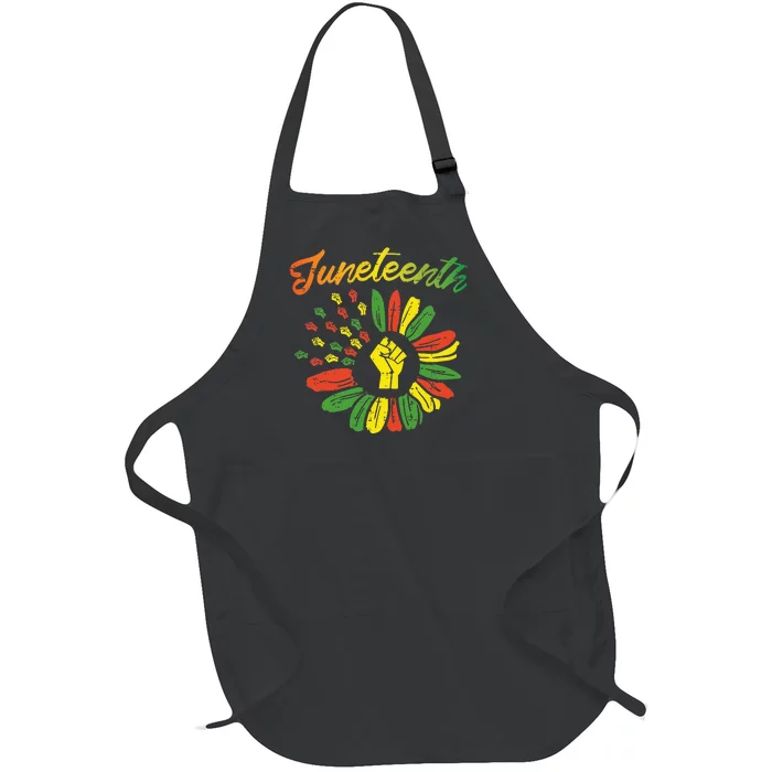 Juneteenth Flag Fist Daisy 1865 Black Pride African Full-Length Apron With Pocket