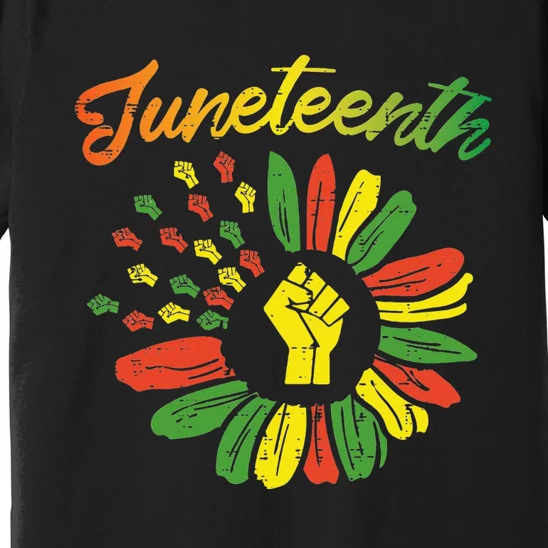 Juneteenth Flag Fist Daisy 1865 Black Pride African Premium T-Shirt