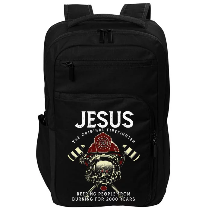 Jesus Firefighter Fire Department Fireman Firetruck Rescue Impact Tech Backpack