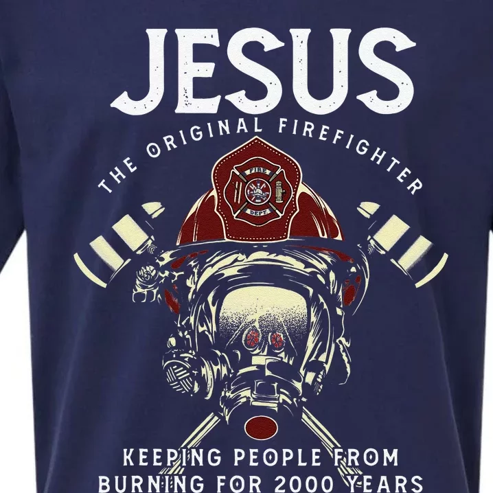 Jesus Firefighter Fire Department Fireman Firetruck Rescue Sueded Cloud Jersey T-Shirt