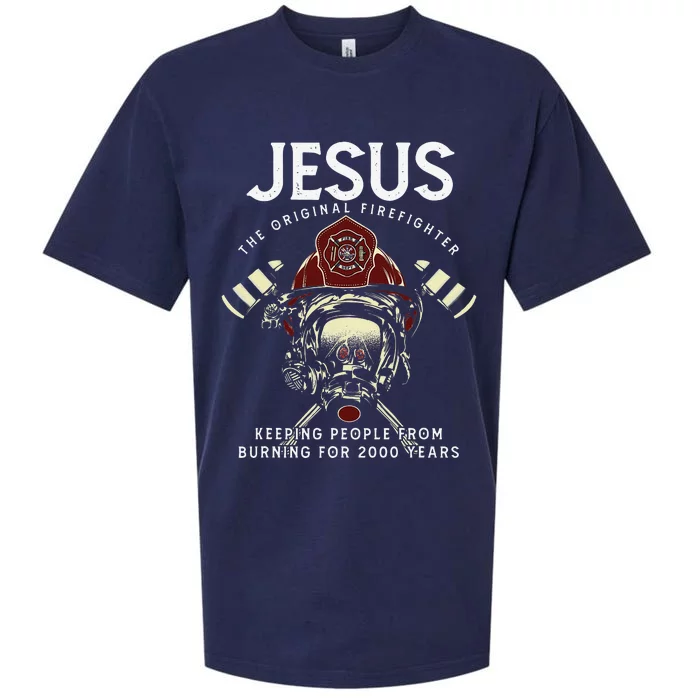 Jesus Firefighter Fire Department Fireman Firetruck Rescue Sueded Cloud Jersey T-Shirt