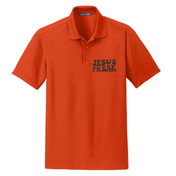 Jesus Freak Funny Christian Retro Vintage Bible Study Cute Dry Zone Grid Performance Polo