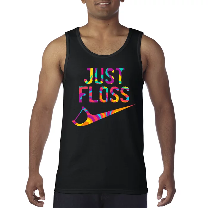 Just Floss Funny Parody Logo Meme Tank Top