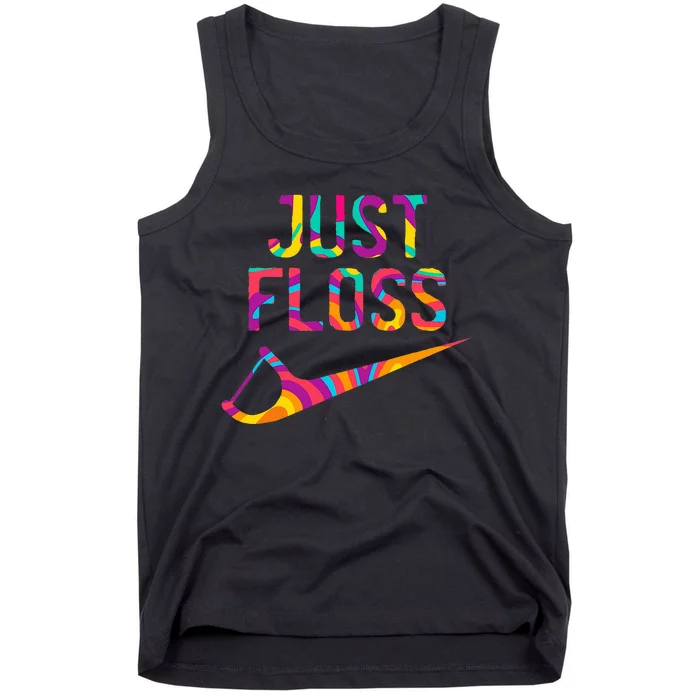 Just Floss Funny Parody Logo Meme Tank Top