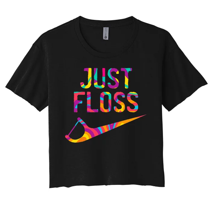 Just Floss Funny Parody Logo Meme Women's Crop Top Tee