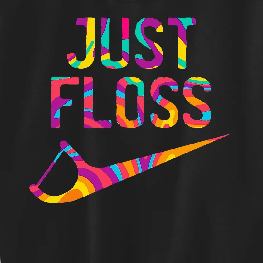 Just Floss Funny Parody Logo Meme Kids Sweatshirt