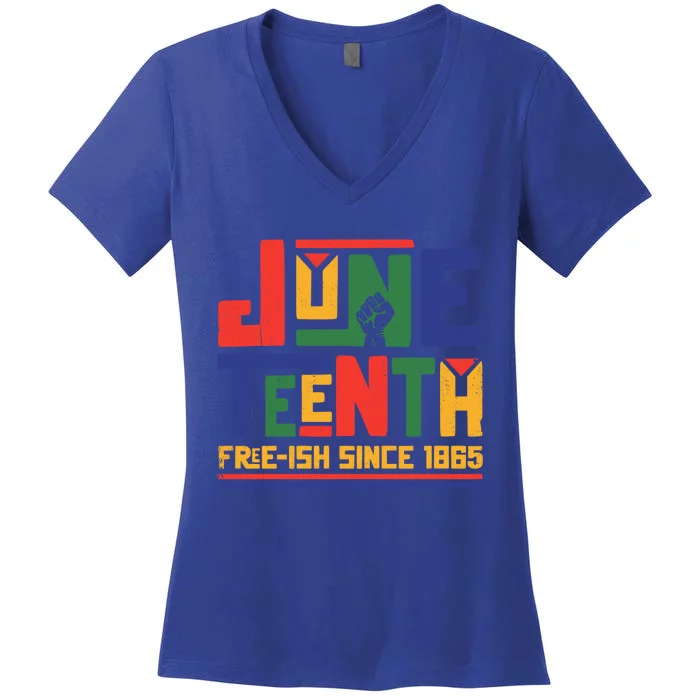 Juneteenth Freefunny Giftish Since 1865 Freedom Independence African Cool Gift Women's V-Neck T-Shirt