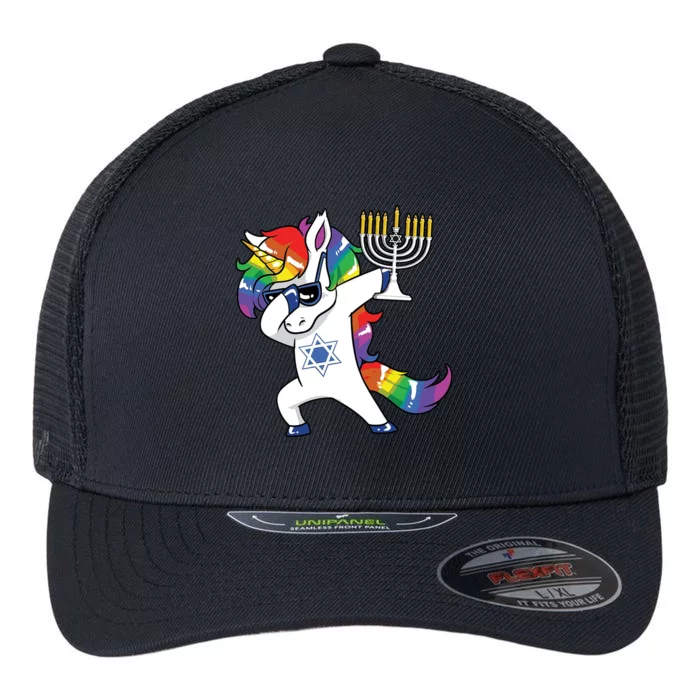 Jewnicorn Funny Hanukkah Unicorn Dabbing Unicorn Flexfit Unipanel Trucker Cap