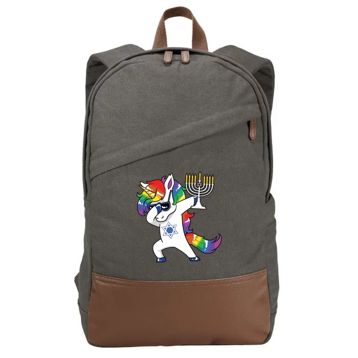 Jewnicorn Funny Hanukkah Unicorn Dabbing Unicorn Cotton Canvas Backpack