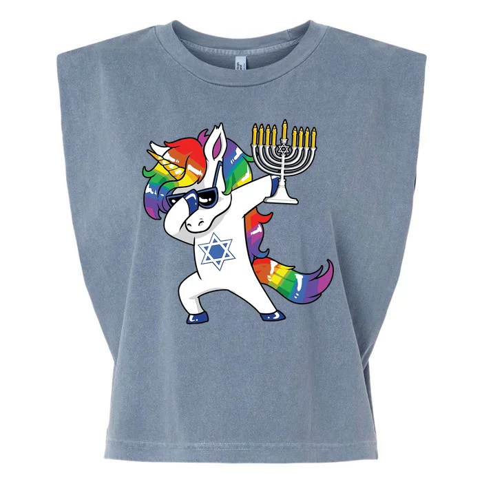 Jewnicorn Funny Hanukkah Unicorn Dabbing Unicorn Garment-Dyed Women's Muscle Tee