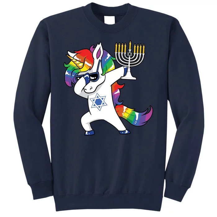 Jewnicorn Funny Hanukkah Unicorn Dabbing Unicorn Tall Sweatshirt