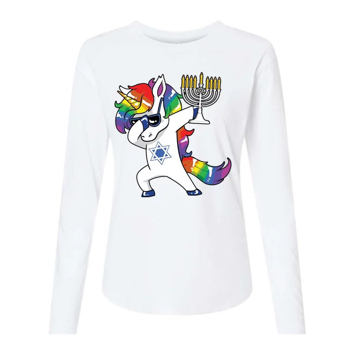 Jewnicorn Funny Hanukkah Unicorn Dabbing Unicorn Womens Cotton Relaxed Long Sleeve T-Shirt