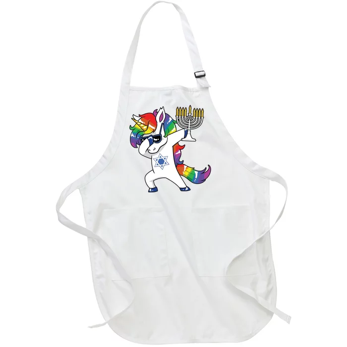 Jewnicorn Funny Hanukkah Unicorn Dabbing Unicorn Full-Length Apron With Pocket