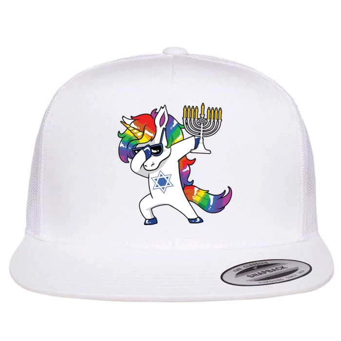 Jewnicorn Funny Hanukkah Unicorn Dabbing Unicorn Flat Bill Trucker Hat