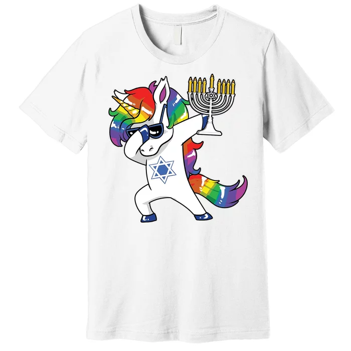 Jewnicorn Funny Hanukkah Unicorn Dabbing Unicorn Premium T-Shirt