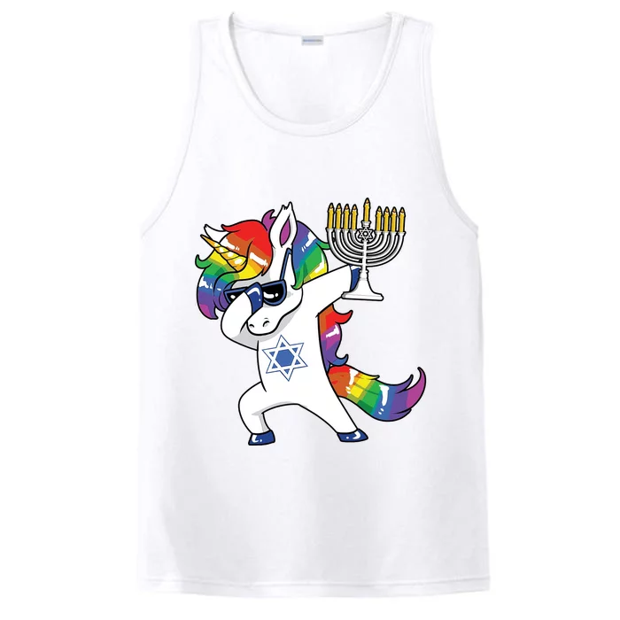 Jewnicorn Funny Hanukkah Unicorn Dabbing Unicorn Performance Tank