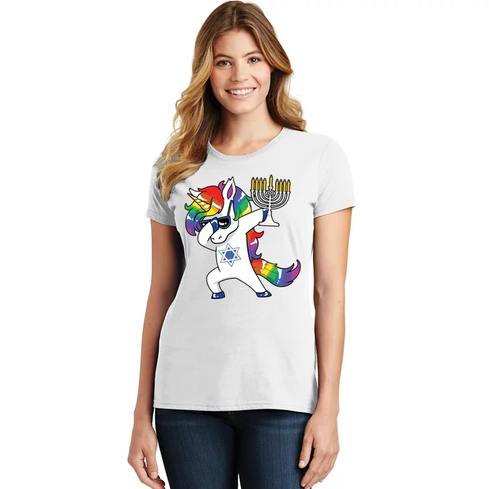 Jewnicorn Funny Hanukkah Unicorn Dabbing Unicorn Women's T-Shirt