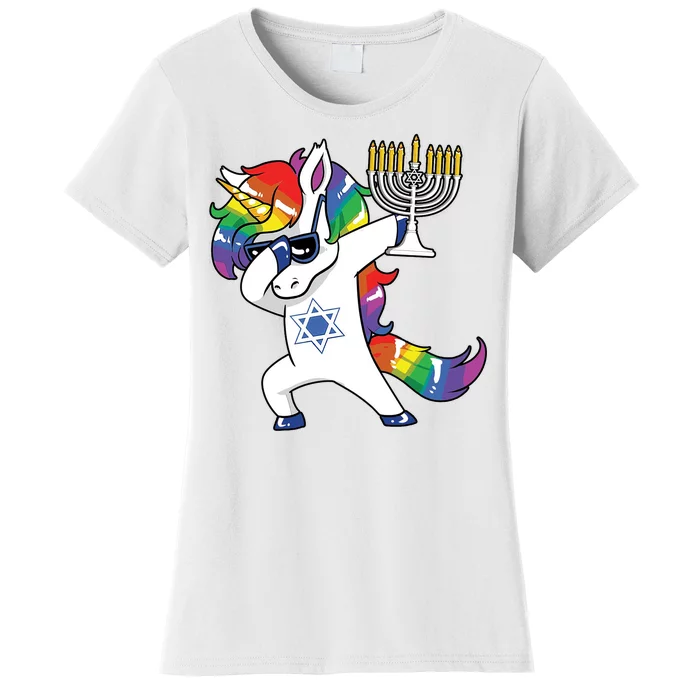 Jewnicorn Funny Hanukkah Unicorn Dabbing Unicorn Women's T-Shirt