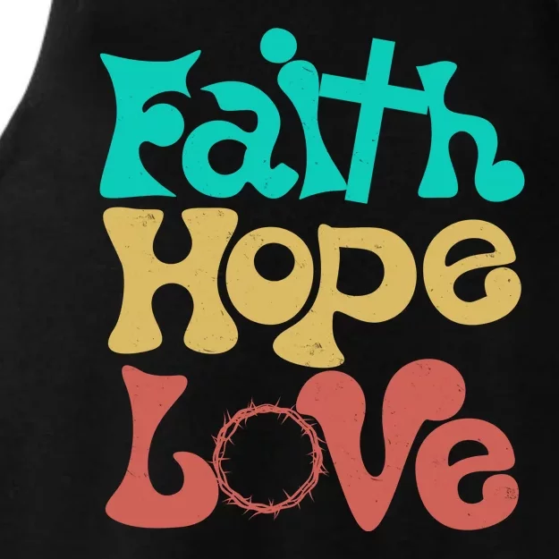 Jesus Faith Hope Love Retro Ladies Tri-Blend Wicking Tank