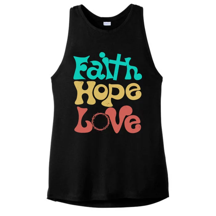 Jesus Faith Hope Love Retro Ladies Tri-Blend Wicking Tank