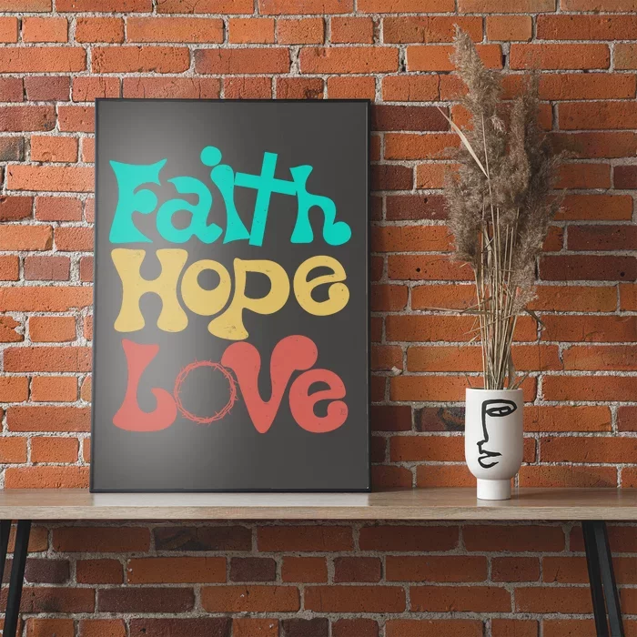 Jesus Faith Hope Love Retro Poster