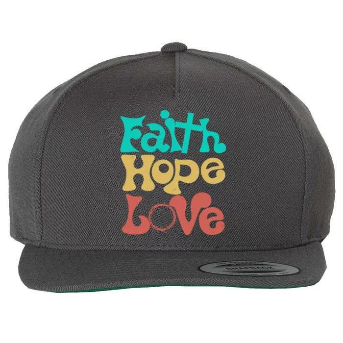 Jesus Faith Hope Love Retro Wool Snapback Cap