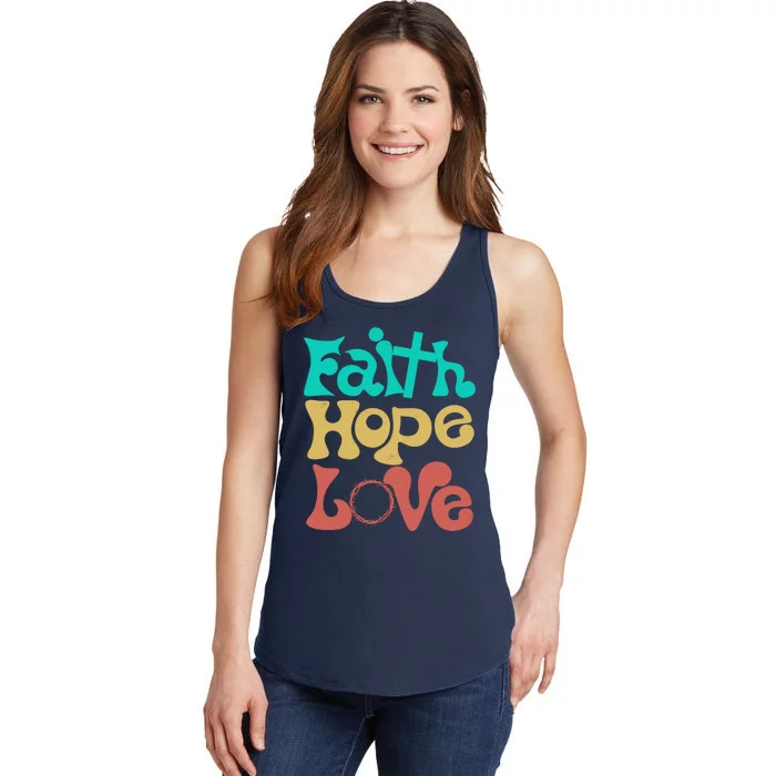 Jesus Faith Hope Love Retro Ladies Essential Tank