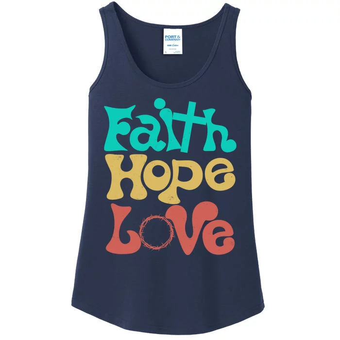 Jesus Faith Hope Love Retro Ladies Essential Tank