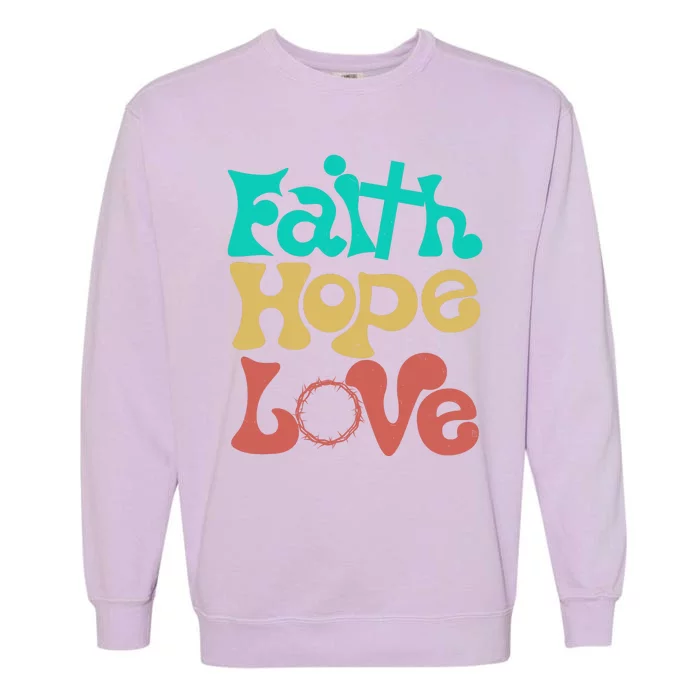 Jesus Faith Hope Love Retro Garment-Dyed Sweatshirt