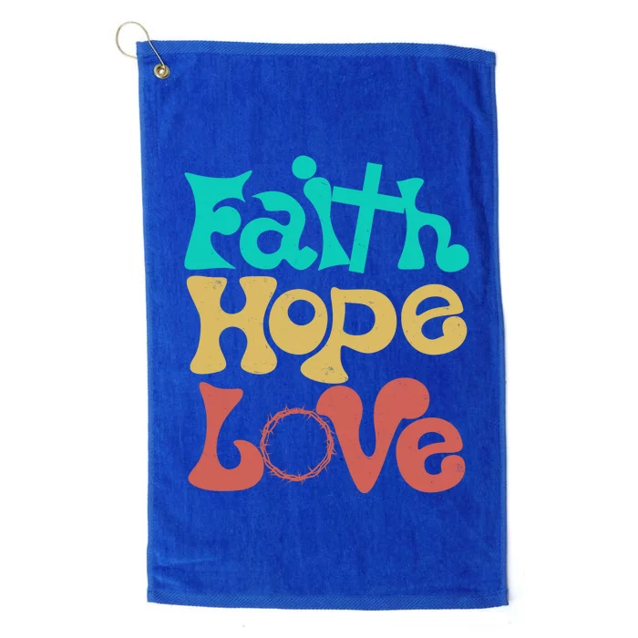 Jesus Faith Hope Love Retro Platinum Collection Golf Towel