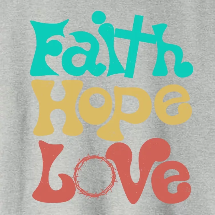 Jesus Faith Hope Love Retro Women's Crop Top Tee