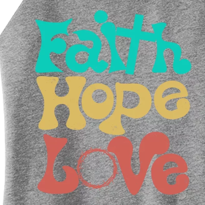 Jesus Faith Hope Love Retro Women’s Perfect Tri Rocker Tank